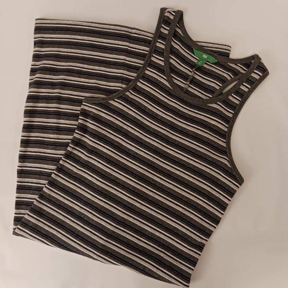 🌼 Grey Stiped Tank Dress